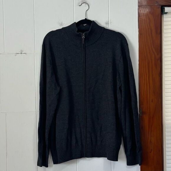 J. Crew Men's Dark Gray Zip-Up Sweater Merino Wool Size XL - Picture 1 of 4